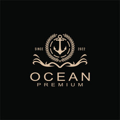 
Anchor and ocean waves logo design