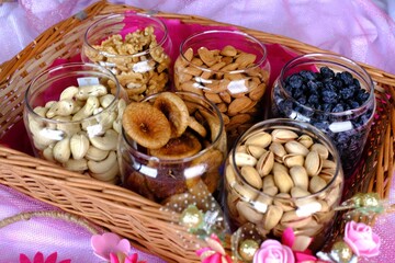 Obraz na płótnie Canvas Mixed dry fruits, Nuts and Dry Fruits, Healthy snack - mix of organic nuts and dry fruits.