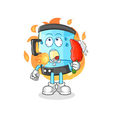 blender eat hot chilie mascot. cartoon vector