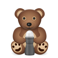 Teddy bear with roll on deodorant