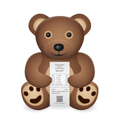 Teddy bear with receipt