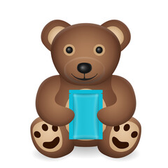 Fototapeta premium Teddy bear with sachet packet