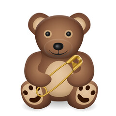 Fototapeta premium Teddy bear with safety pin