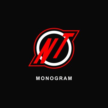 Monogram NT logo circle line, simple and clean esport logo design