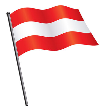 flying waving austrian flag austria on flagpole