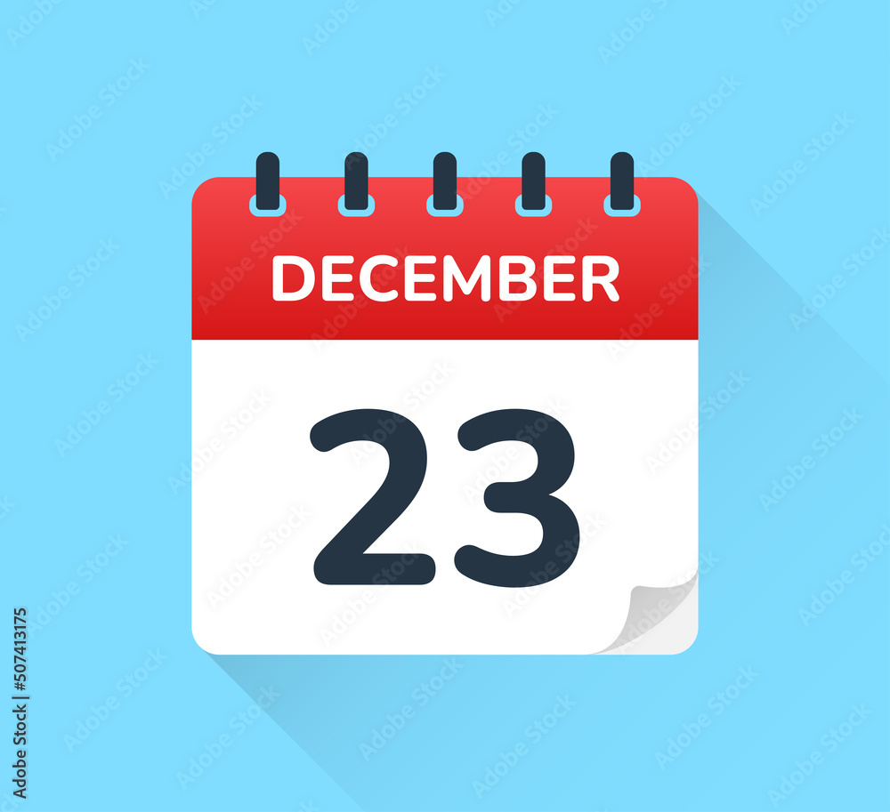 Poster december 23. vector flat design of daily calendar icon. date and day of the year.