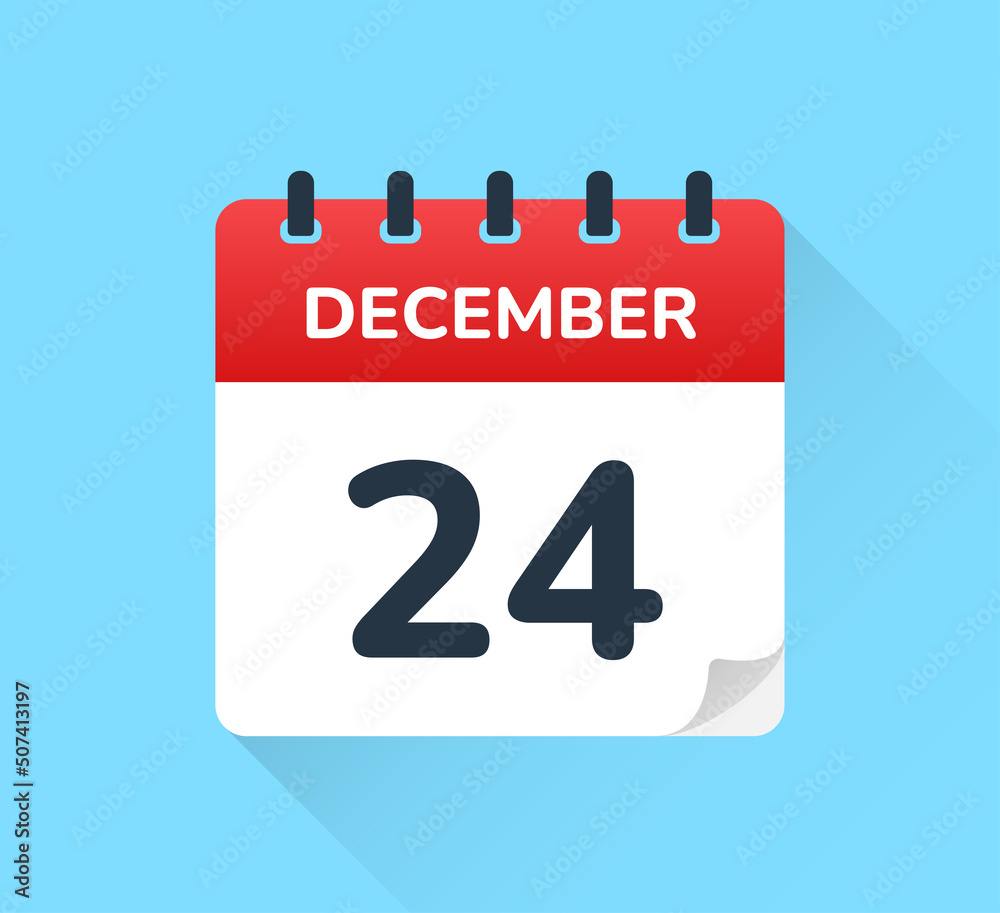 Poster december 24. vector flat design of daily calendar icon. date and day of the year.