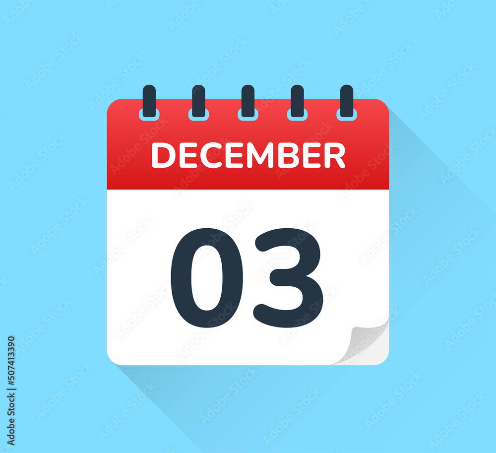 Poster december 03. vector flat design of daily calendar icon. date and day of the year.