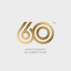 60 years anniversary logo design on white background for celebration event. Emblem of the 60th anniversary. - obrazy, fototapety, plakaty