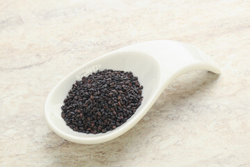 Black sesame seeds in the bowl