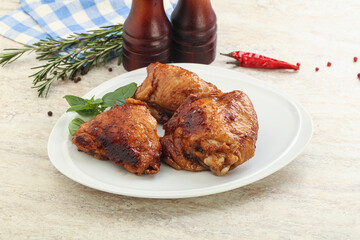 Roasted chicken leg with spicy sauce