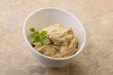 Vegan food - hummus with olive oil