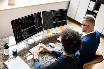 African American Programmer Woman Coding