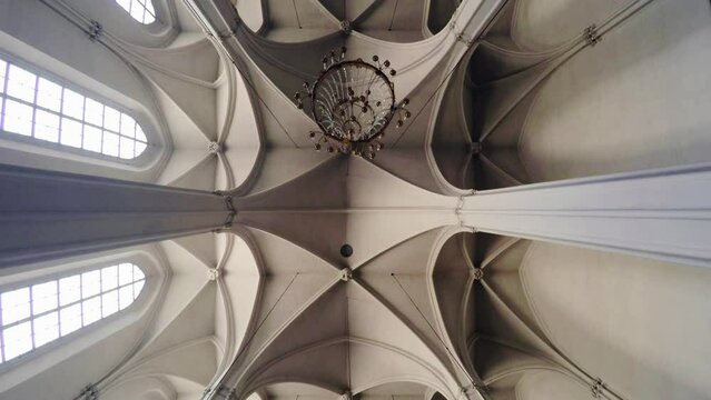 A magnificent ceiling in the Vienna church. Vienna, Austria. 4K.