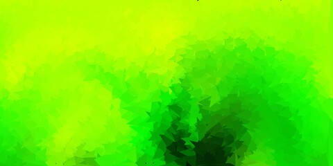 Light green, yellow vector triangle mosaic backdrop.
