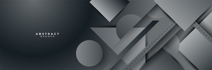 Grey gray black abstract banner background