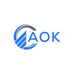 AOK Flat accounting logo design on white  background. AOK creative initials Growth graph letter logo concept. AOK business finance logo design.