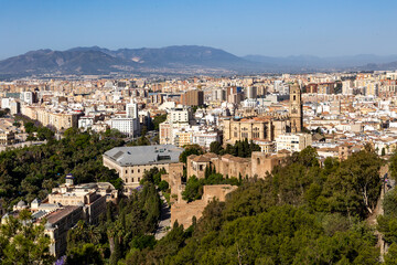 Fototapeta na wymiar Aerial view of the city of Malaga from one of the city's tourist viewpoints