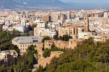 Aerial view of the city of Malaga from one of the city's tourist viewpoints