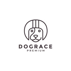 dog head racing logo design vector graphic icon symbol illustration