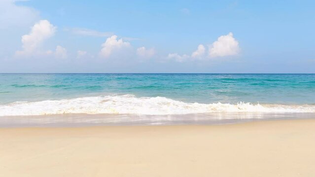 landscape beach with sky and clouds. wave slow motion splash shore. Brazil