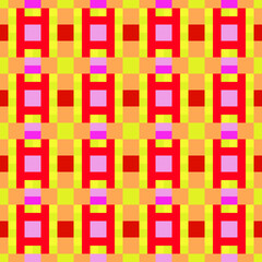 Abstract background from multi-colored squares. Background for design. Vector seamless pattern geometrical shapes of orange red yellow pink purple colors. Illustration with symmetrical design.