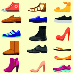 Footwear colored icons collection set
