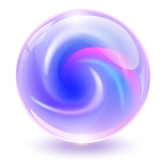 3D crystal, glass sphere with abstract spiral shape inside, interesting marble ball.