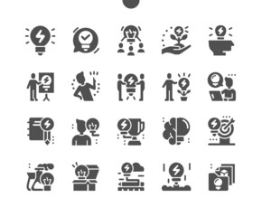Idea. Innovation, presentation, goal and creativity. Business idea. Vector Solid Icons. Simple Pictogram