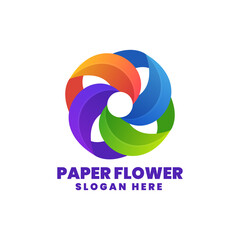 Paper Flower Logo, Gradient Colorfull Style