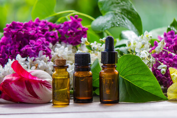 Essential oil from flowers. Spa. Selective focus
