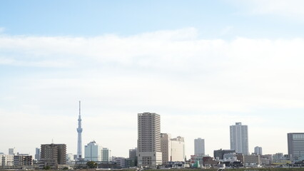 Fototapeta na wymiar Tokyo Skytree Arakawa Ruverbed