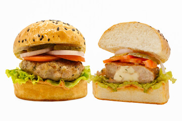 hamburger on white background