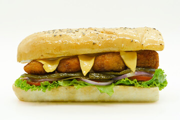 Baguette on White Background.