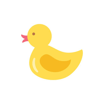 Vector illustration of rubber duckling on white background.