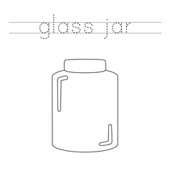 Trace word and color black and white glass jar.