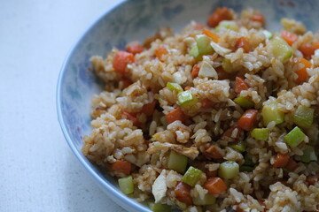 close up Fried rice in plate. Chinese food