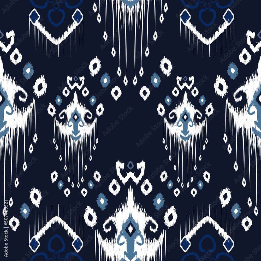 Wall mural oriental geometric ikat design for background, carpet, wallpaper, clothing, embroidery style vector illustration.