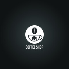 Coffee shop logo in white color vector image