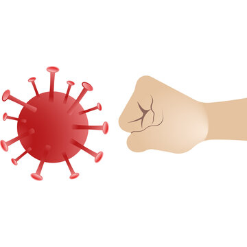 A fist bump on the coronavirus. Vector image.