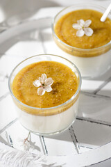 panna cotta with mango puree