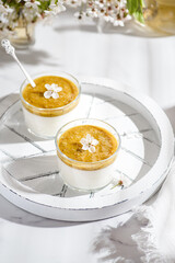 panna cotta with mango puree
