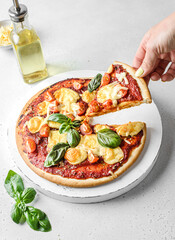 pizza with tomatoes and cheese