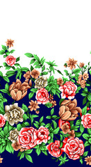 Brushstroke flower and watercolor Flowers illustration allover flower pattern