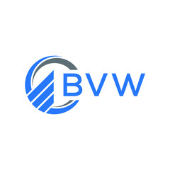 BVW Flat accounting logo design on white  background. BVW creative initials Growth graph letter logo concept. BVW business finance logo design.