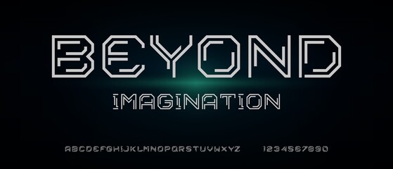 Abstract digital modern alphabet font with urban style template