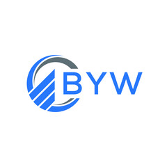 BYW Flat accounting logo design on white  background. BYW creative initials Growth graph letter logo concept. BYW business finance logo design.