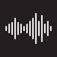 Fototapeta na wymiar eps10 white vector sound wave line icon in simple flat trendy style isolated on black background