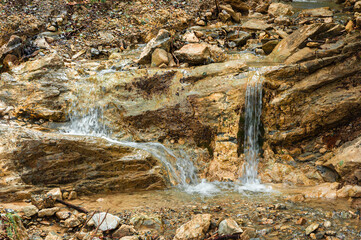 Water well in the rocks of Ahorn in the beautiful swiss mountain region of Appenzell