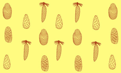 pine cone line art seamless pattern background